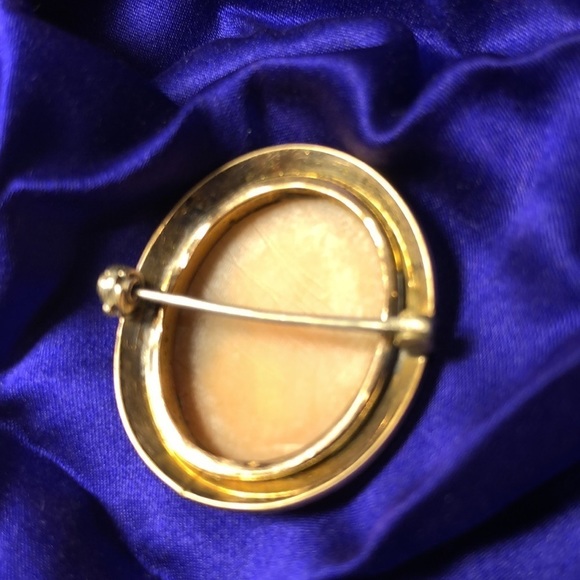 CAMEO brooch pendant, antique, blush pink, gold colored etched edges, and ivory - Picture 10 of 11
